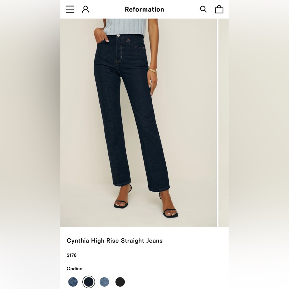 Reformation Women's Straight Leg Jeans - Dark Blue